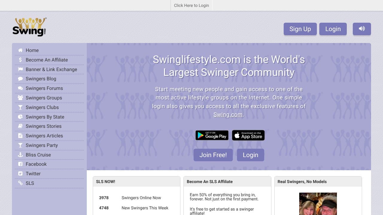 SwingLifeStyle - Dating platform screenshot and preview